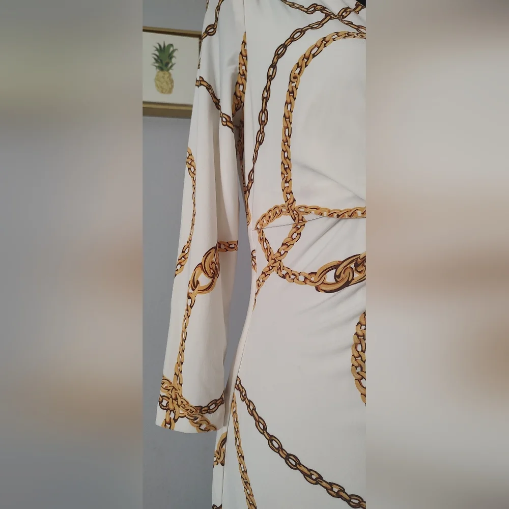 Ralph Lauren dress  Gold Chain  Size 6 Midi Cocktail Read Full Drescription - Picture 5 of 14